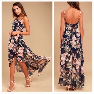 Lulus Navy floral maxi dress